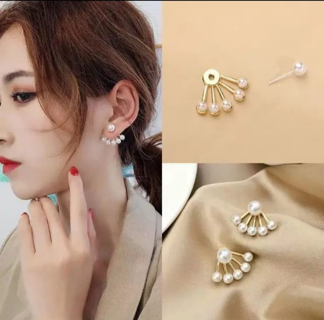 Elegant Two in one Pearl Earrings - View 2