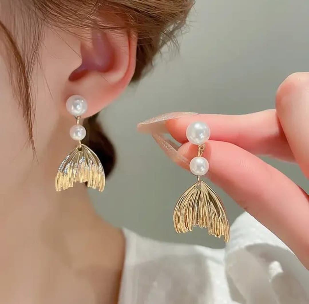 Pearl Fishtail Earrings - View 1