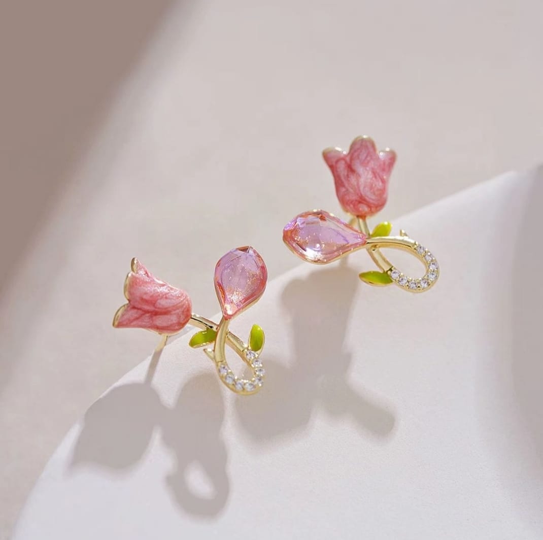 Pink Blossom Tulip Earrings