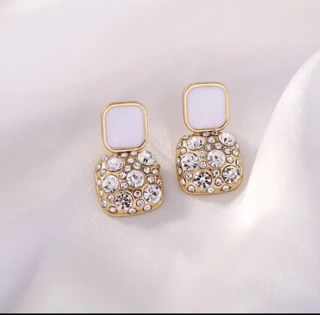 Stone Studded Korean Earrings - View 2