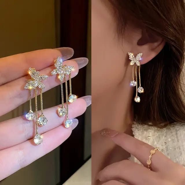 Stylish Gold Toned Butterfly Earrings