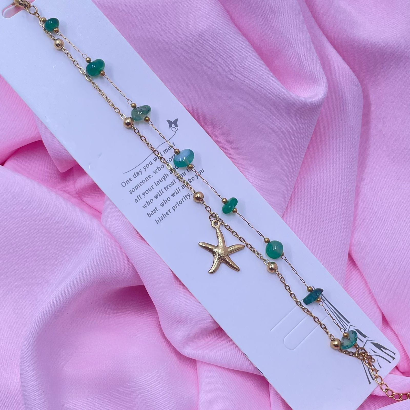 Aqua Starfish Chain Bracelet 