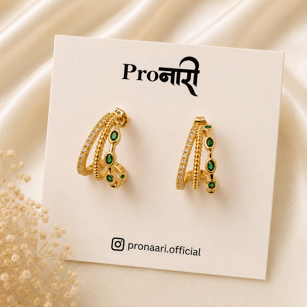 Emerald Wave Hoops 