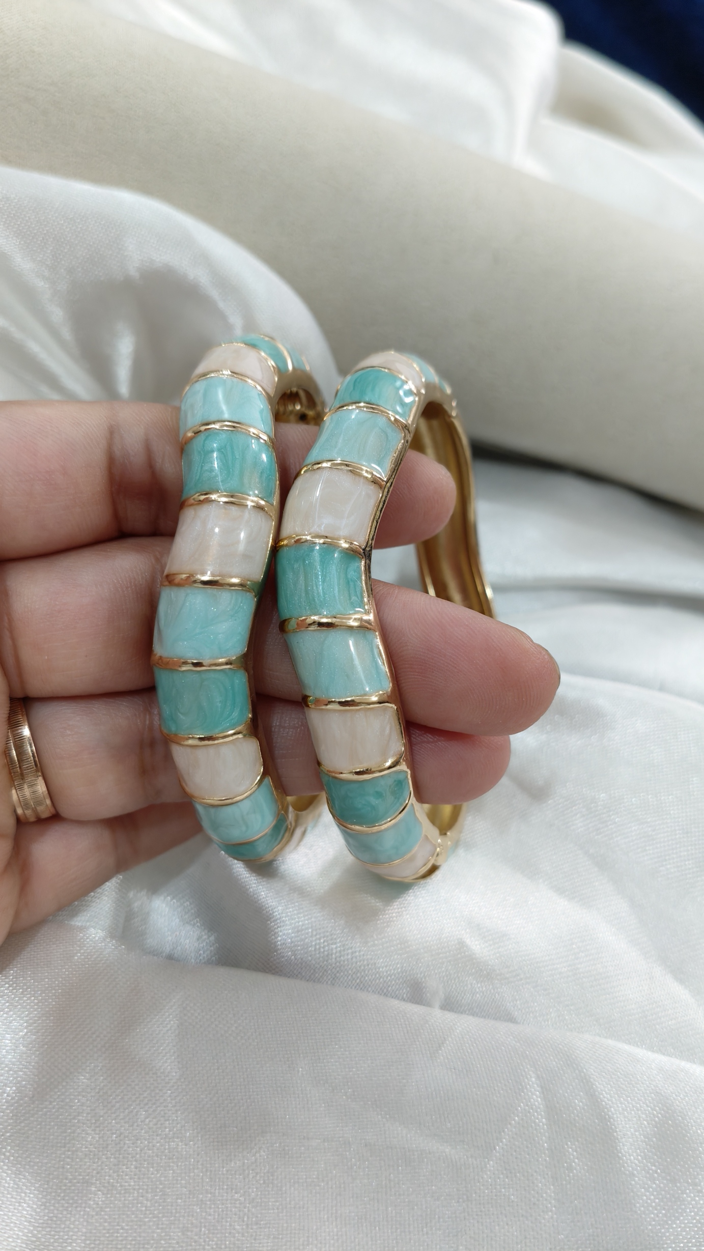 Aqua Enamel Bangles Pair