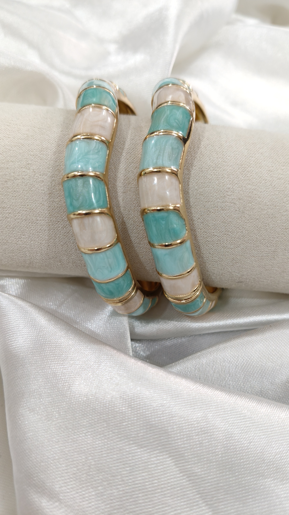 Aqua Enamel Bangles Pair - View 2