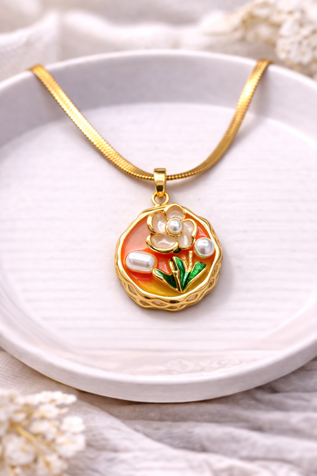 Golden Sunset Pearl Pendant 