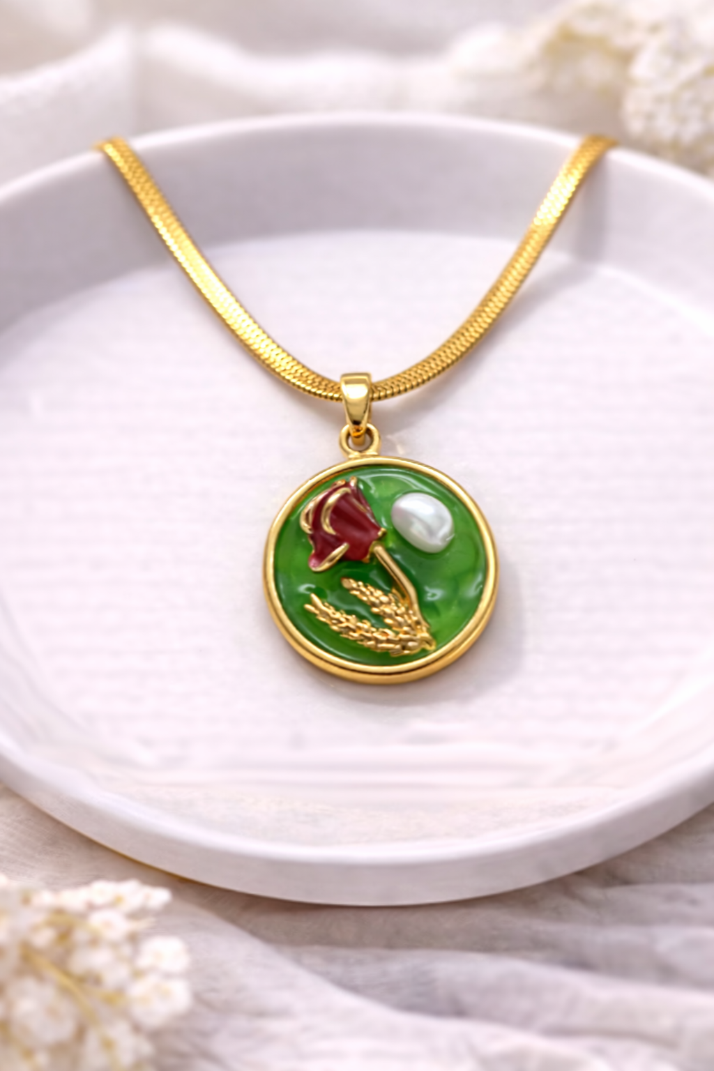 Green Bloom Pearl Pendant 