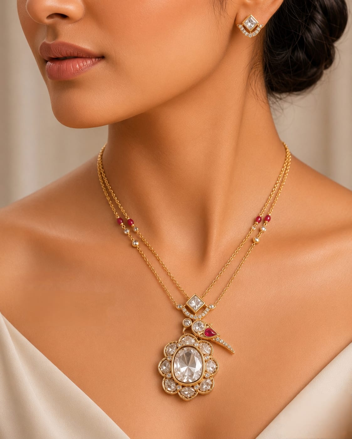 Bird&Blossom Polki Necklace Set
