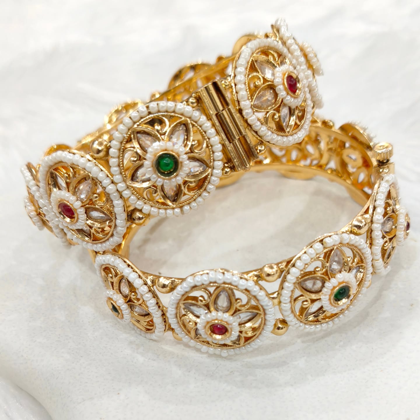 Golden Pearl Filigree Kada