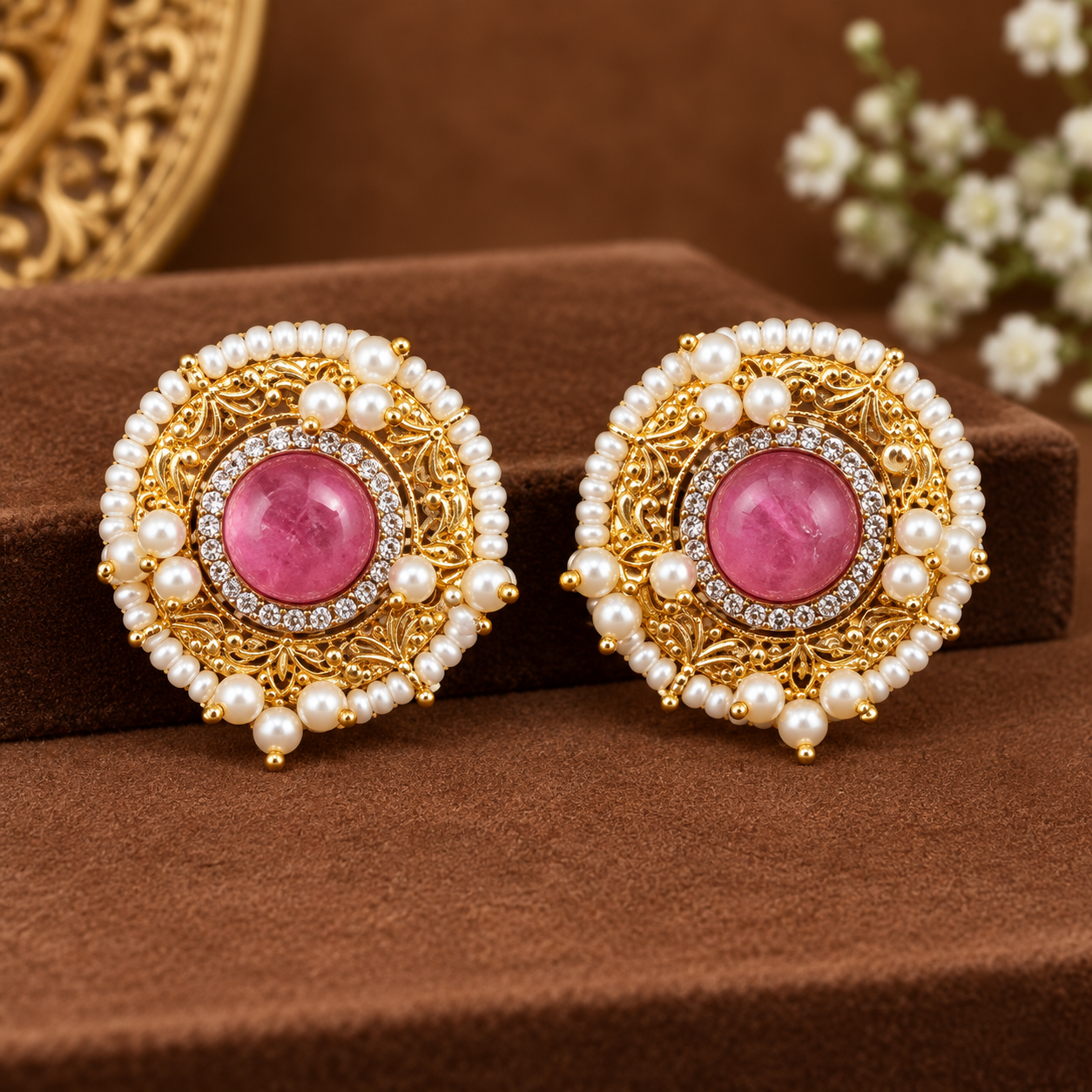 Heer Premium Gold Studs - View 2