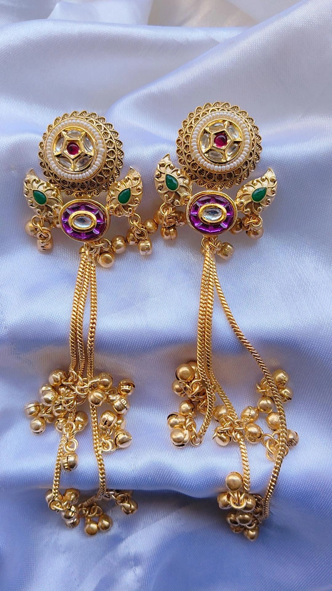 Kashmiri Luxe Jhumka (Purple Stone)