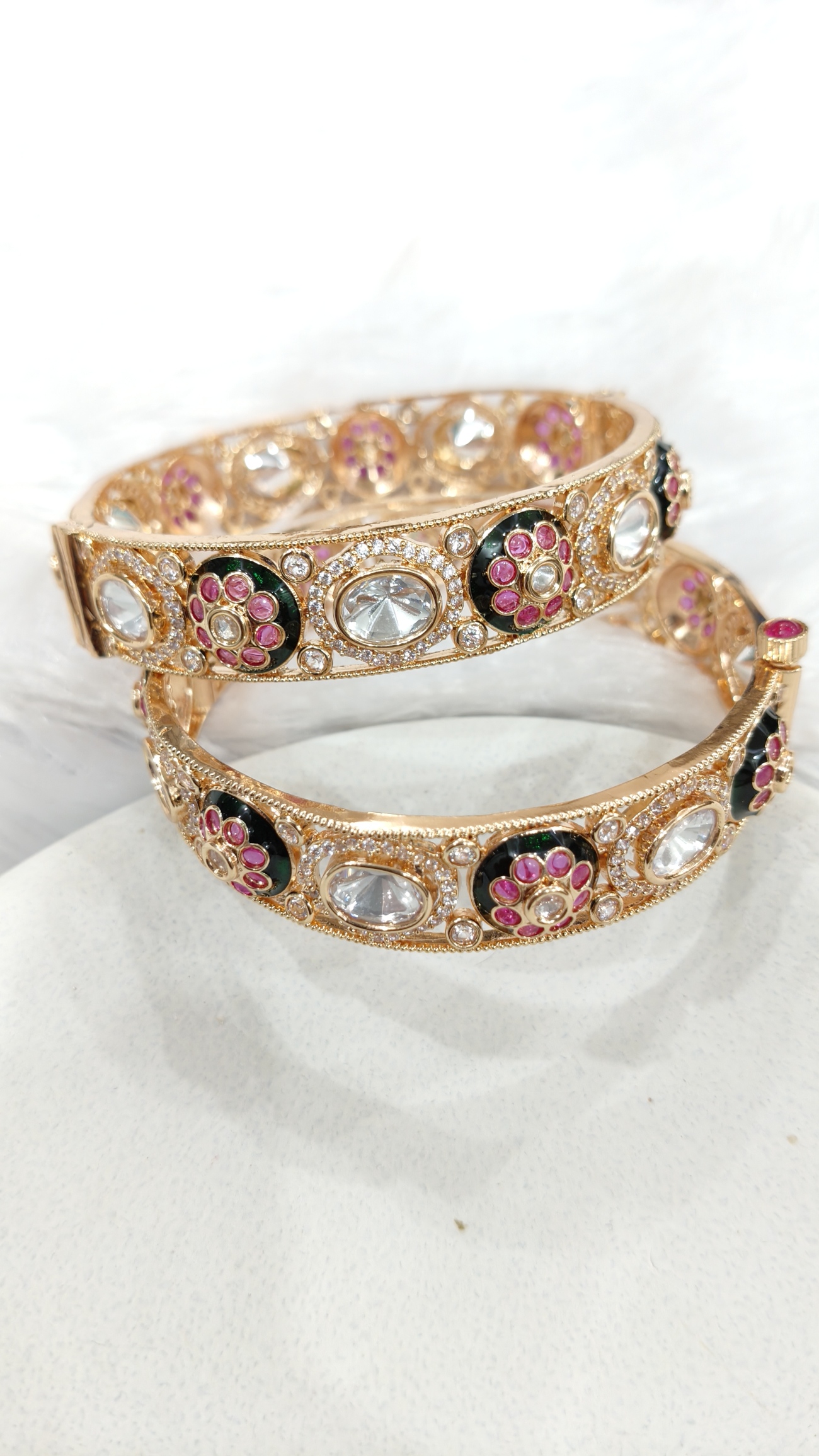 Moissanite Pink Polki Royale