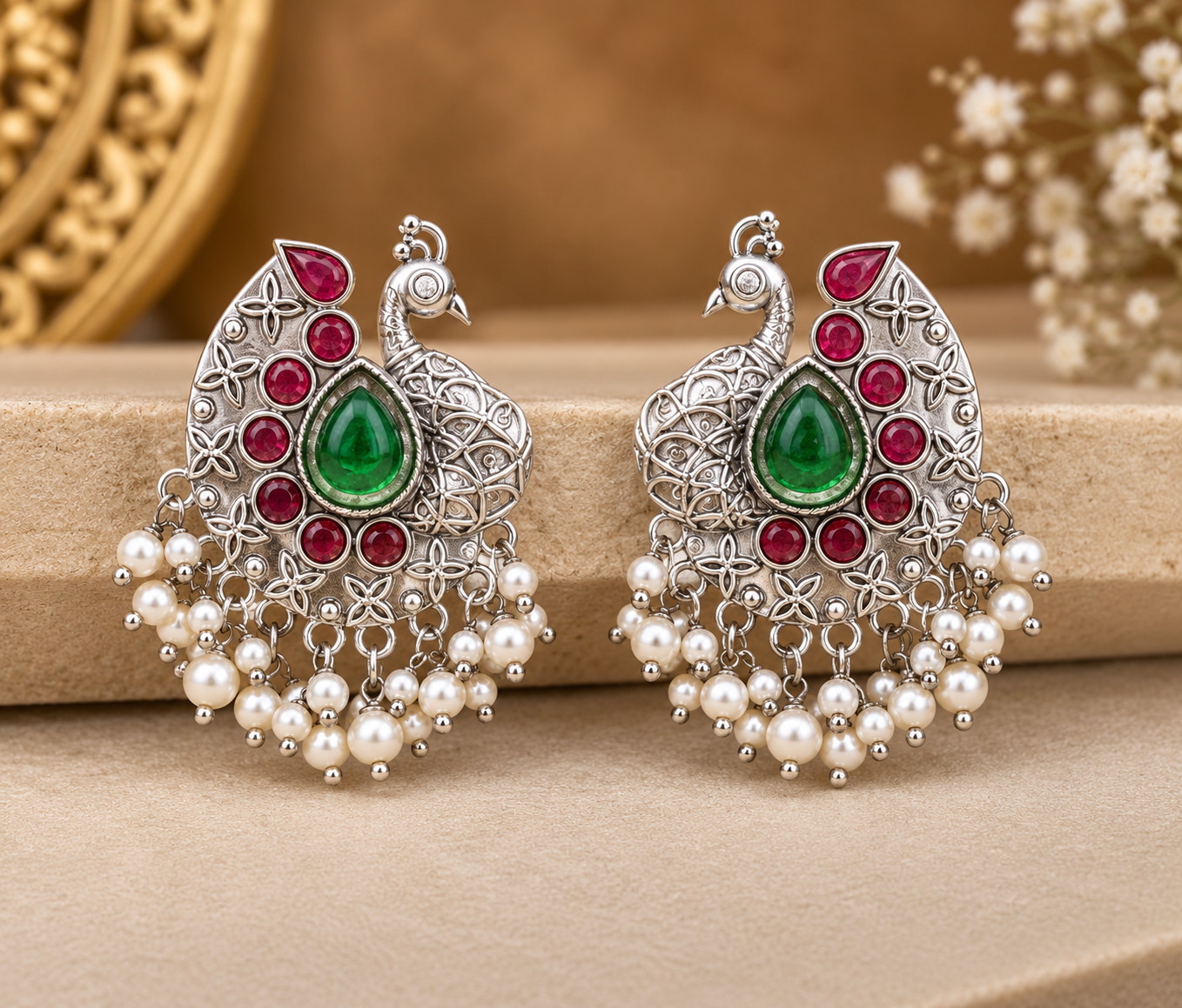 Peacock Stud Earrings 