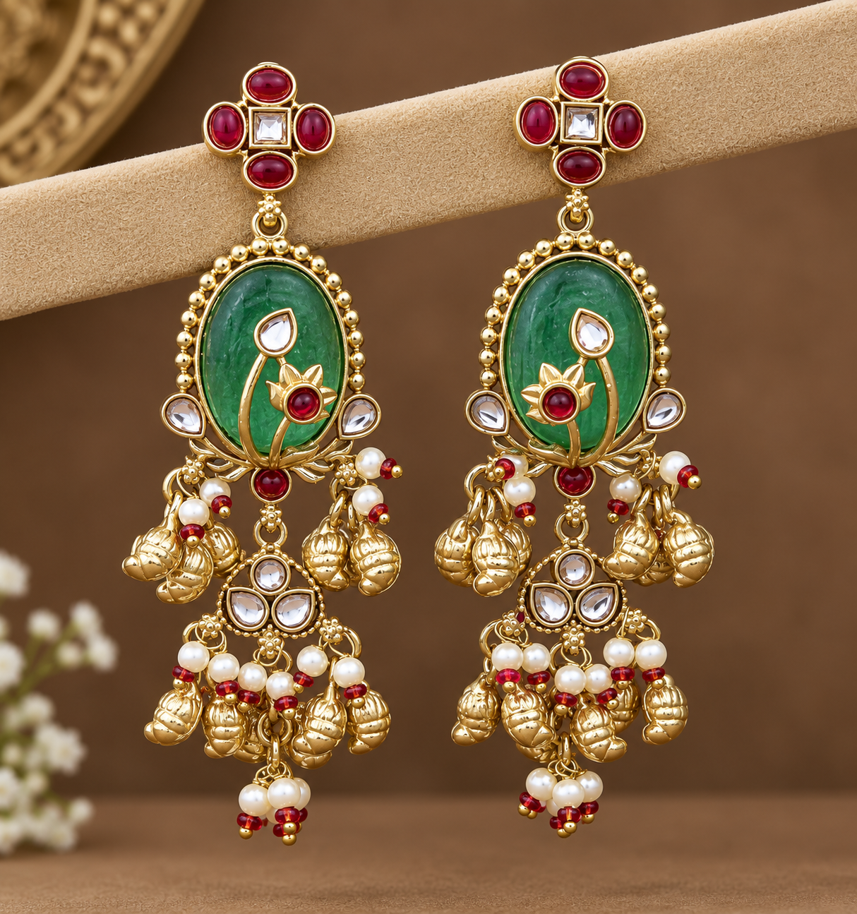 Phool Bagh Gold Danglers  - View 2