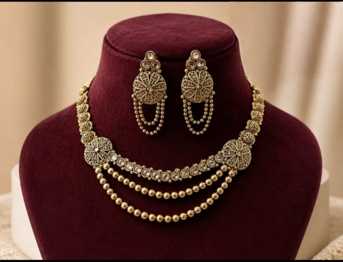 Rajwadi Layered Necklace Set 