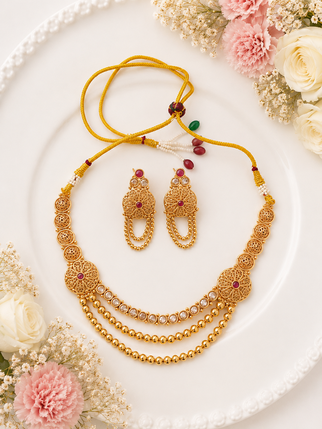Rajwadi Layered Necklace Set  - View 2