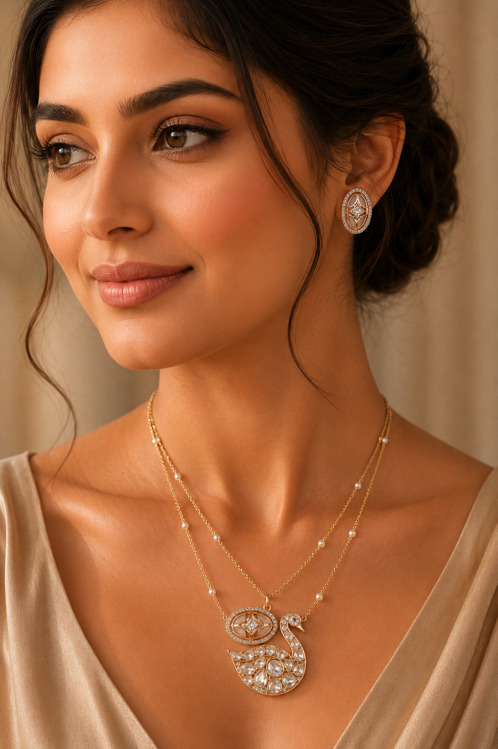 Swan Luxe Polki Necklace Set 